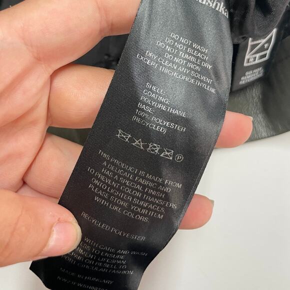 Nanushka Jacket Womens Small Holleen Solid Green Faux Leather Collared - Picture 9 of 13